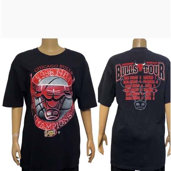 Vintage NBA Finals Chicago Bulls 1998 NBA champions T-Shirt size L - Picture 2 of 16